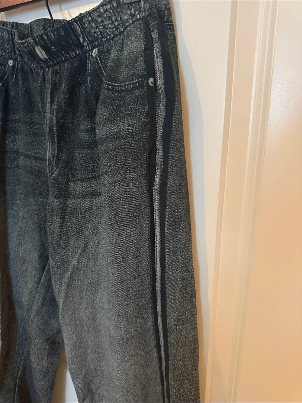 Elan Gray Washed Relaxed Jeans with Side Stripe